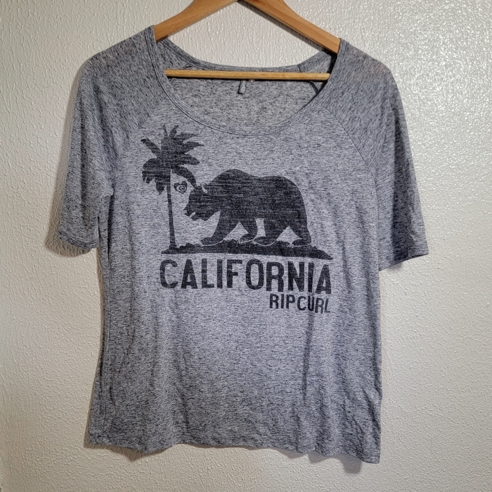 Ripcurl California Palm Bear Linen Polyester Blend Baseball Tee sz M Gray Beachy